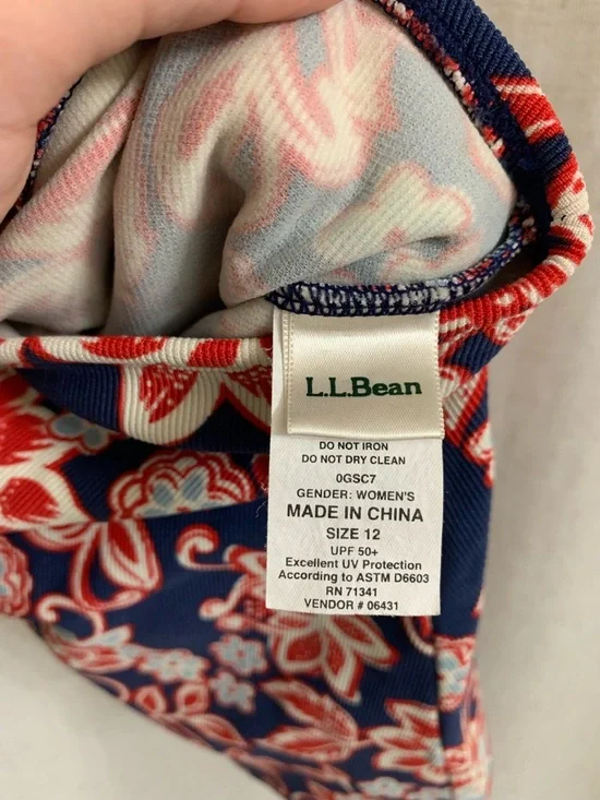 L.L. Bean UPF 50+ Floral Red White Blue Shaping Swim Skirt With Bikini Bottom 12 - Picture 7 of 8